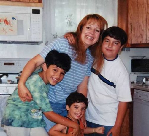 Emergency actor Sebastian Chacon with his mother and two brothers