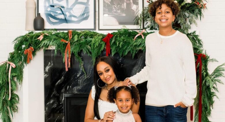 Tia Mowry Photographed With Her Two Kids, Cree And Cairo For Christmas