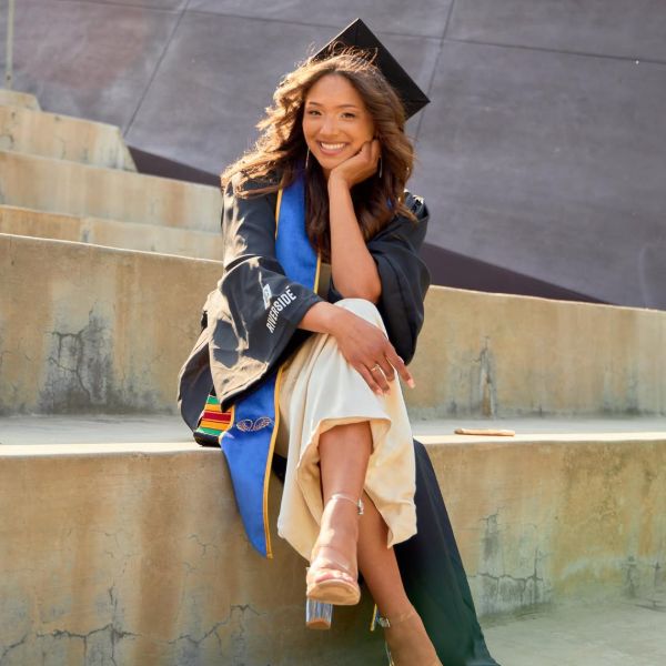 Danielle celebrating her graduation from UCR